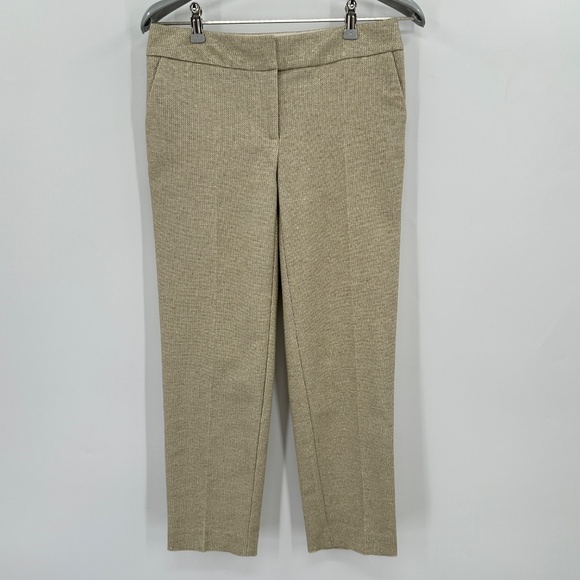 Boden Gold Metallic Slim Straight Leg Tweed Trouser Pants size 2P US 2 Petite - Picture 1 of 14